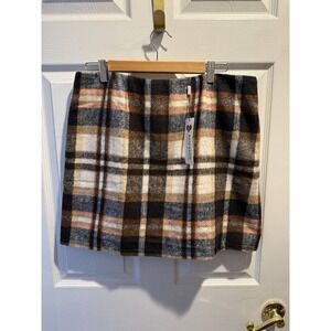 Kate Kasin Plaid A-Line Mini Skirt Lined Zip Women's Size 14